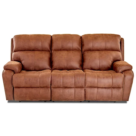 Casual Power Reclining Sofa with Nails and USB Charging Ports